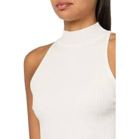 Guess Women's Eco Blaire Halter Neck Sleeveless Sweater Cream Ribbed Tank XL NEW - Picture 3 of 9